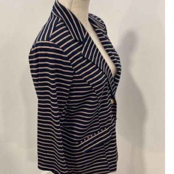 Joan Rivers Women’s Size XL Blazer Navy White with Gold Buttons and Flap Pockets - Picture 10 of 15